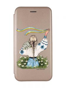 Чохол-книжка з малюнком для Xiaomi Redmi Note 9 Pro/9S/9 Pro Max Золотий :: Дівчина зі стрічкою (принт 17)