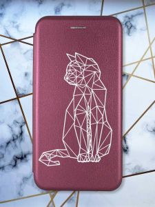 Чохол-книжка з малюнком для Samsung Galaxy A23 Бордовий :: Котик (принт 125)