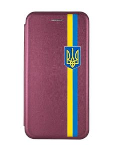 Чохол-книжка з малюнком для Xiaomi Redmi Note 12 Бордовий :: Стрічка Україна (патріотичний принт 253)