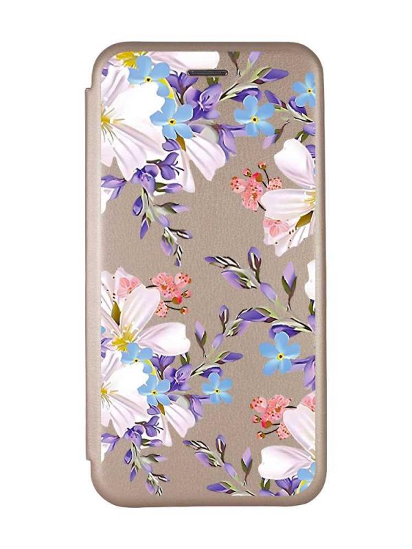 Чохол-книжка з малюнком для Samsung Galaxy A02/A022 (2021) Золотий :: Квітковий малюнок (принт 272)