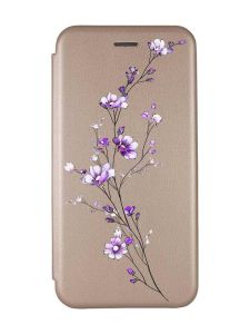 Чохол-книжка з малюнком для Samsung Galaxy A02/A022 (2021) Золотий :: Гілочка квітів (принт 278)