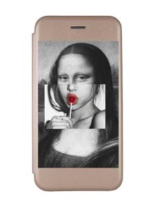 Чохол-книжка з малюнком для Samsung Galaxy A02/A022 (2021) Золотий :: Сучасна Мона Ліза (принт 351)
