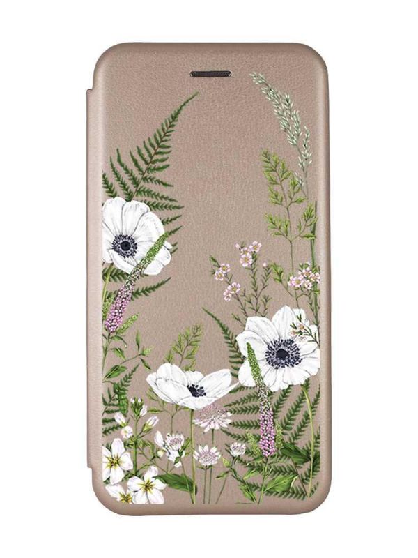 Чохол-книжка з малюнком для Samsung Galaxy A02/A022 (2021) Золотий :: Квіти польові (принт 363)