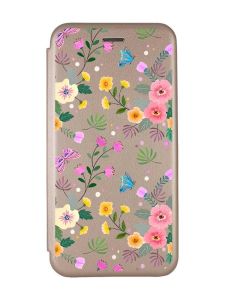 Чохол-книжка з малюнком для Samsung Galaxy A02/A022 (2021) Золотий :: Квітковий фон (принт 369)