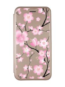 Чохол-книжка з малюнком для Xiaomi Redmi 10C Золотий :: Квітуча сакура (принт 282)