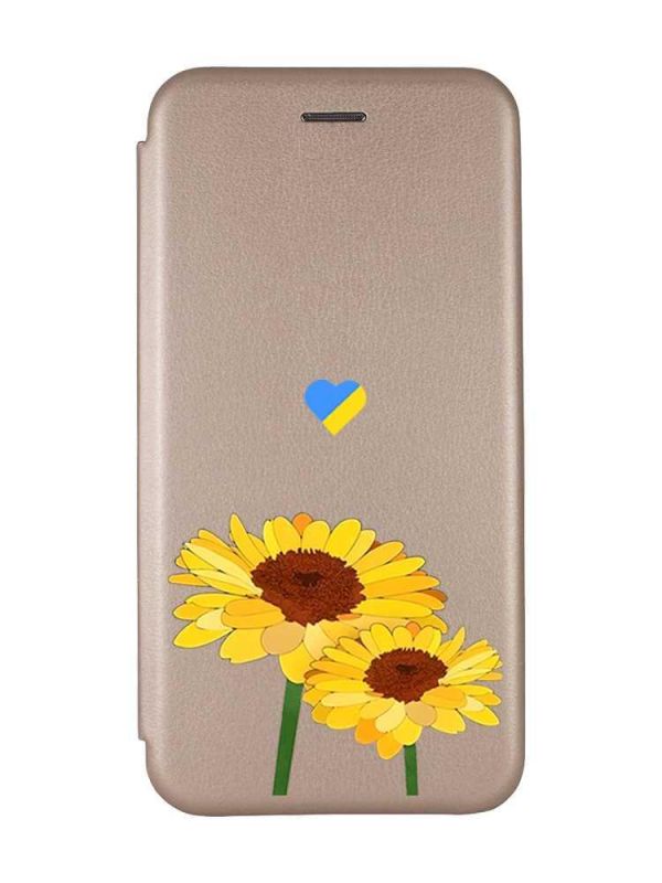Чохол-книжка з малюнком для Xiaomi Redmi 10C Золотий :: Жовті квіти (принт 364)