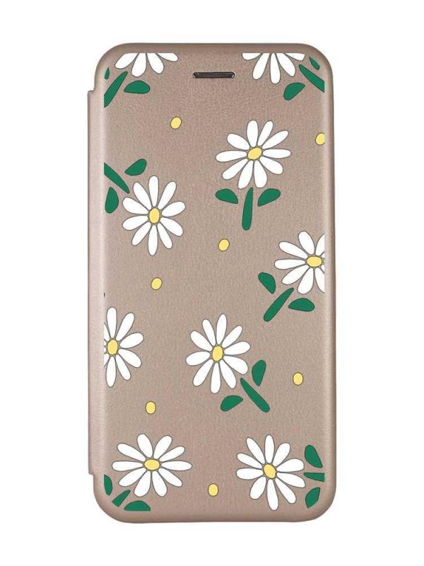 Чохол-книжка з малюнком для Xiaomi Redmi 10C Золотий :: Ромашки (принт 368)