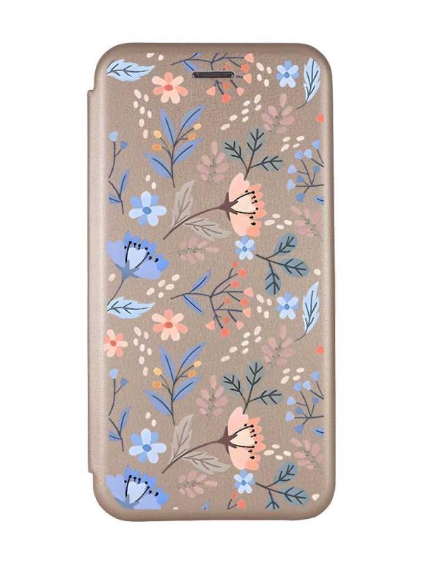 Чохол-книжка з малюнком для Xiaomi Redmi 10C Золотий :: Квітковий фон (принт 371)
