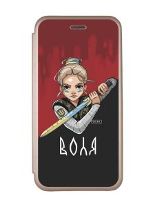 Чохол-книжка з малюнком для Samsung Galaxy A24 Золотий :: Українська захисниця (патріотичний принт 171)