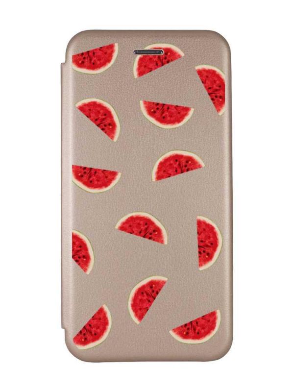 Чохол-книжка з малюнком для Xiaomi Redmi 10C Золотий :: Скибки кавуна (принт 34)