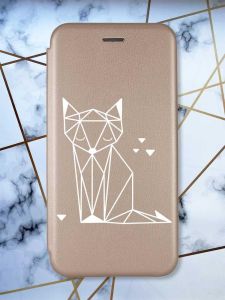 Чохол-книжка з малюнком для Xiaomi Redmi 10C Золотий :: Лисиця (принт 127)