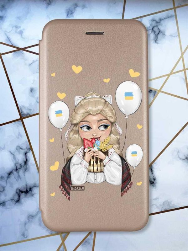 Чохол-книжка з малюнком для Samsung Galaxy A24 Золотий :: Українка з солодощами (патріотичний принт 175)