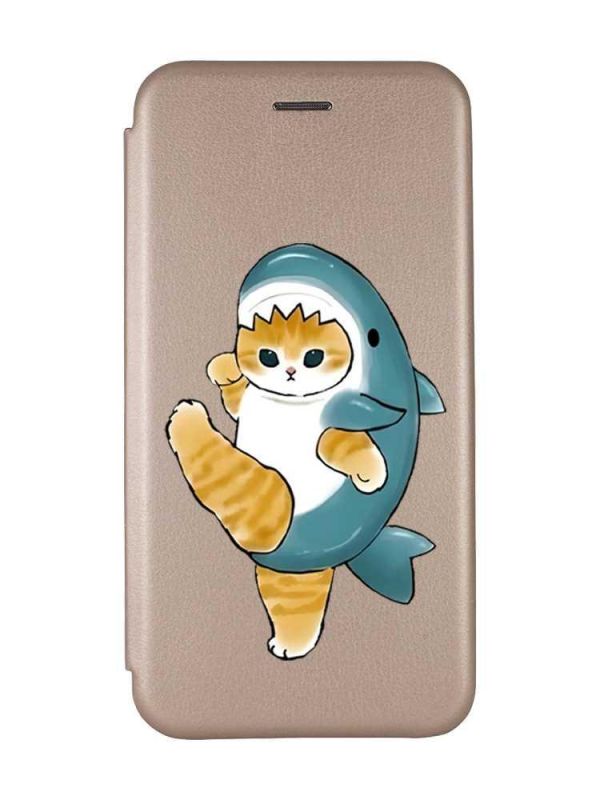 Чохол-книжка з малюнком для Samsung Galaxy A24 Золотий :: Котик акула (принт 380)