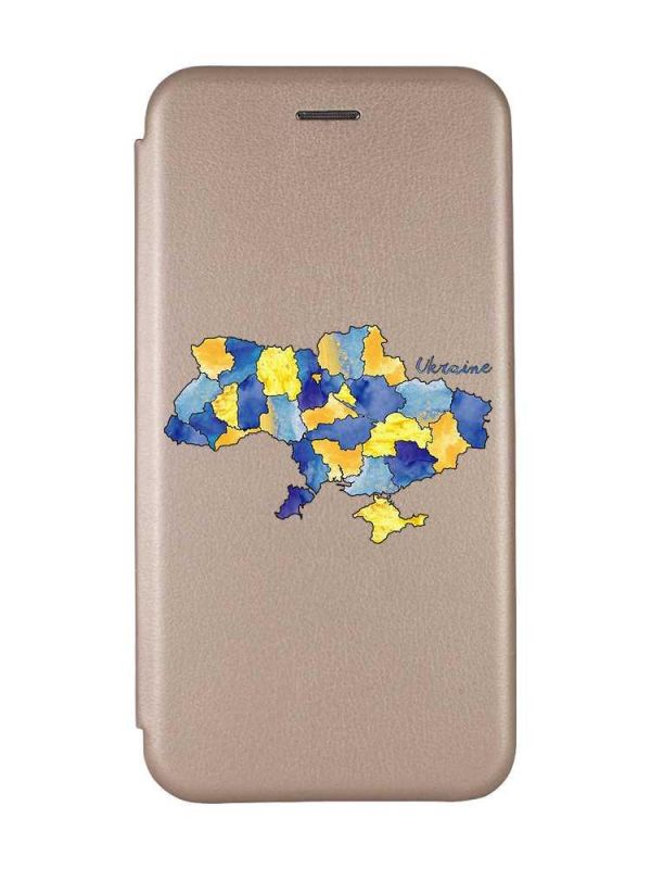 Чохол-книжка з малюнком для Samsung Galaxy A24 Золотий :: Карта України (принт 261)