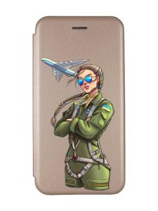 Чохол-книжка з малюнком для Samsung Galaxy A24 Золотий :: Дівчина-пілот (принт 6)