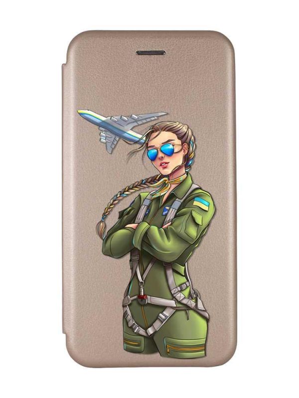 Чохол-книжка з малюнком для Samsung Galaxy A24 Золотий :: Дівчина-пілот (принт 6)
