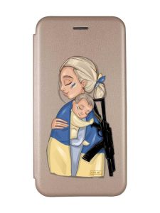 Чохол-книжка з малюнком для Samsung Galaxy A24 Золотий :: Мама-захисниця (принт 21)