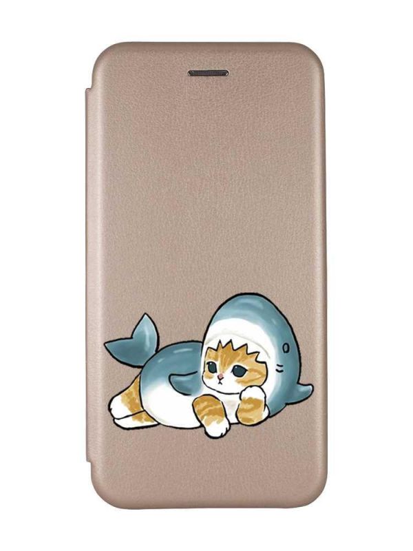 Чохол-книжка з малюнком для Samsung Galaxy A24 Золотий :: Котик акула (принт 355)