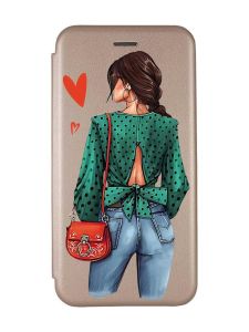 Чохол-книжка з малюнком для Samsung Galaxy A24 Золотий :: Дівчина в зеленому (принт 224)
