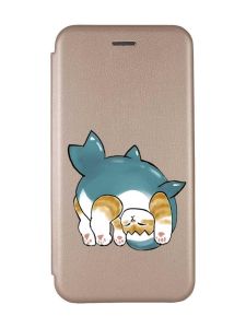 Чохол-книжка з малюнком для Samsung Galaxy A24 Золотий :: Котик акула (принт 378)