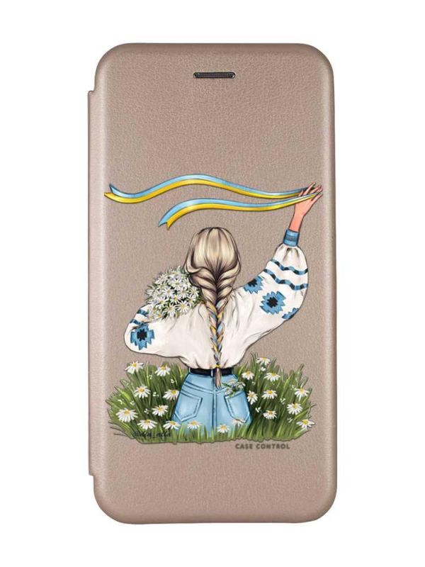 Чохол-книжка з малюнком для Samsung Galaxy A14 5G Золотий :: Дівчина зі стрічкою (принт 17)