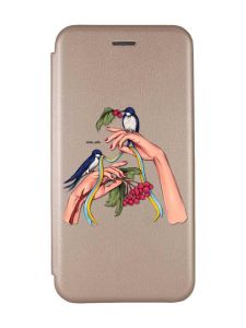 Чохол-книжка з малюнком для Samsung Galaxy A14 5G Золотий :: Ластівки (принт 15)