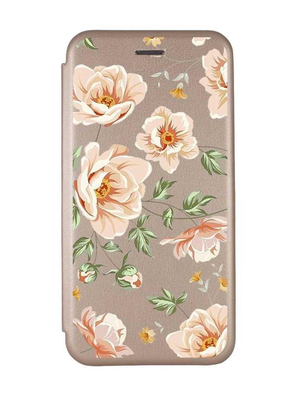 Чохол-книжка з малюнком для Samsung Galaxy A14 5G Золотий :: Квіти пастельні (принт 277)