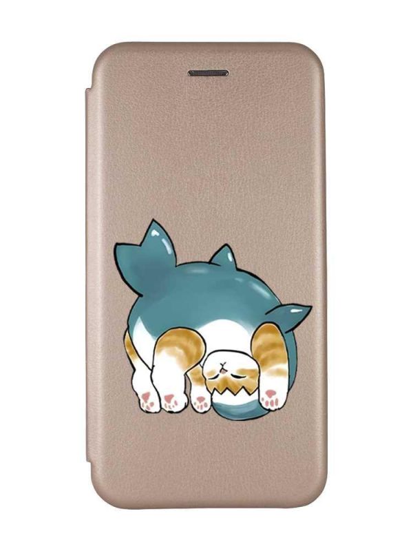 Чохол-книжка з малюнком для Samsung Galaxy A14 5G Золотий :: Котик акула (принт 378)