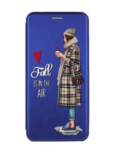 Чохол-книжка з малюнком для Samsung Galaxy A24 (A245) Синій :: Дівчина з кавою (принт 59)