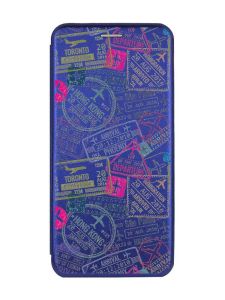 Чохол-книжка з малюнком для Samsung Galaxy A24 (A245) Синій :: Подорожі. Штампи (принт 316)