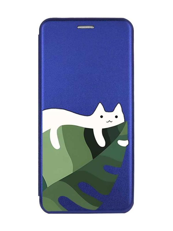 Чохол-книжка з малюнком для Samsung Galaxy A24 (A245) Синій :: Кіт на листку (принт 367)