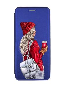 Чохол-книжка з малюнком для Xiaomi Redmi 9A Синій :: Дівчина з рюкзаком (принт 9)