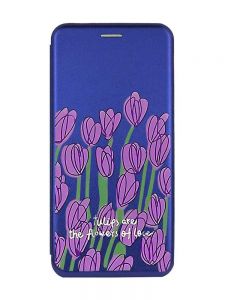 Чохол-книжка з малюнком для Xiaomi Redmi 9A Синій :: Тюльпани (принт 265)