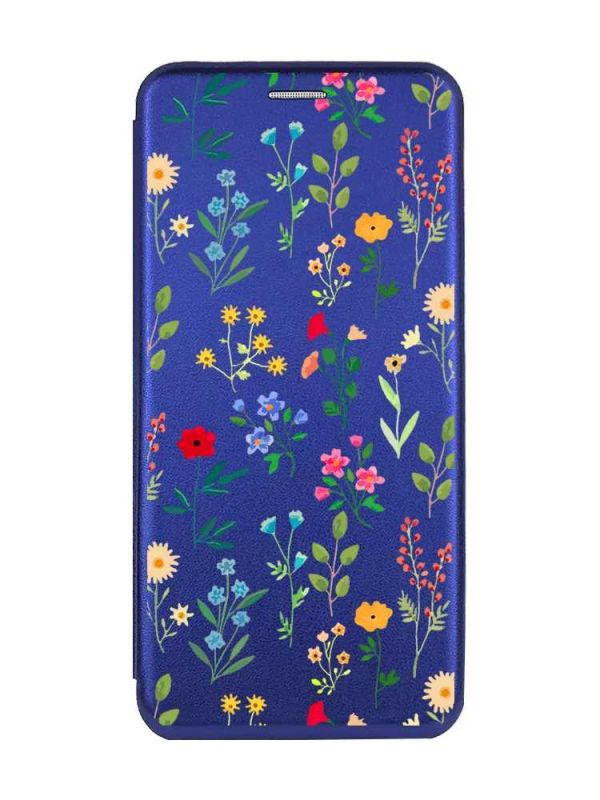 Чохол-книжка з малюнком для Xiaomi Redmi 9A Синій :: Квітковий фон (принт 269)