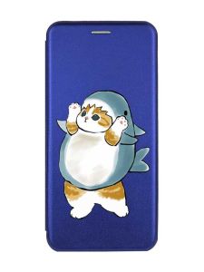Чохол-книжка з малюнком для Xiaomi Redmi Note 13 4G Синій :: Котик акула (принт 379)