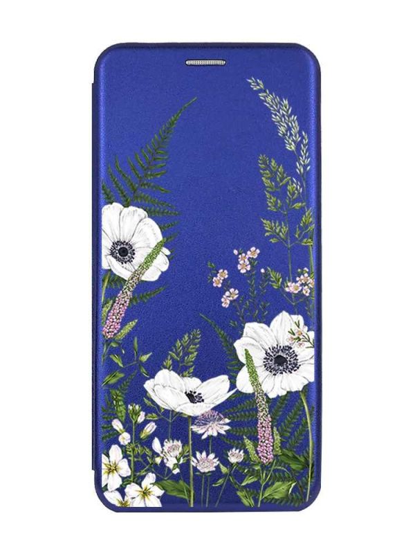 Чохол-книжка з малюнком для Xiaomi Redmi Note 13 4G Синій :: Квіти польові (принт 363)