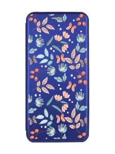 Чохол-книжка з малюнком для Xiaomi Redmi Note 13 4G Синій :: Квітковий фон (принт 370)