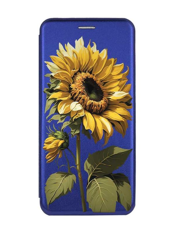 Чохол-книжка з малюнком для Xiaomi Redmi Note 13 4G Синій :: Соняшник (принт 274)