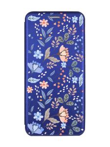 Чохол-книжка з малюнком для Xiaomi Redmi Note 13 4G Синій :: Квітковий фон (принт 371)