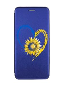 Чохол-книжка з малюнком для Xiaomi Redmi Note 13 Pro 4G Синій :: Серце з соняхом. Україна (принт 260)