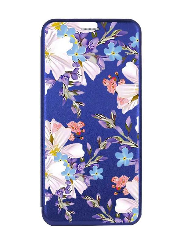 Чохол-книжка з малюнком для Xiaomi Redmi Note 13 Pro 4G Синій :: Квітковий малюнок (принт 272)