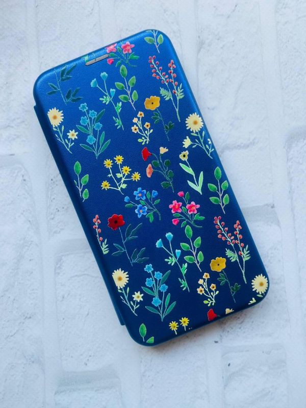 Чохол-книжка з малюнком для Xiaomi Redmi Note 13 Pro 4G Синій :: Квітковий фон (принт 269)