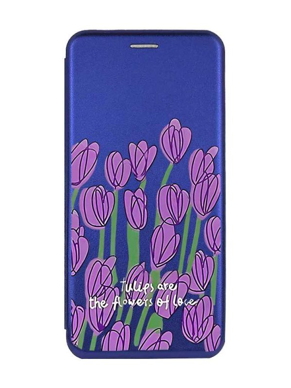 Чохол-книжка з малюнком для Xiaomi Redmi Note 13 Pro 4G Синій :: Тюльпани (принт 265)
