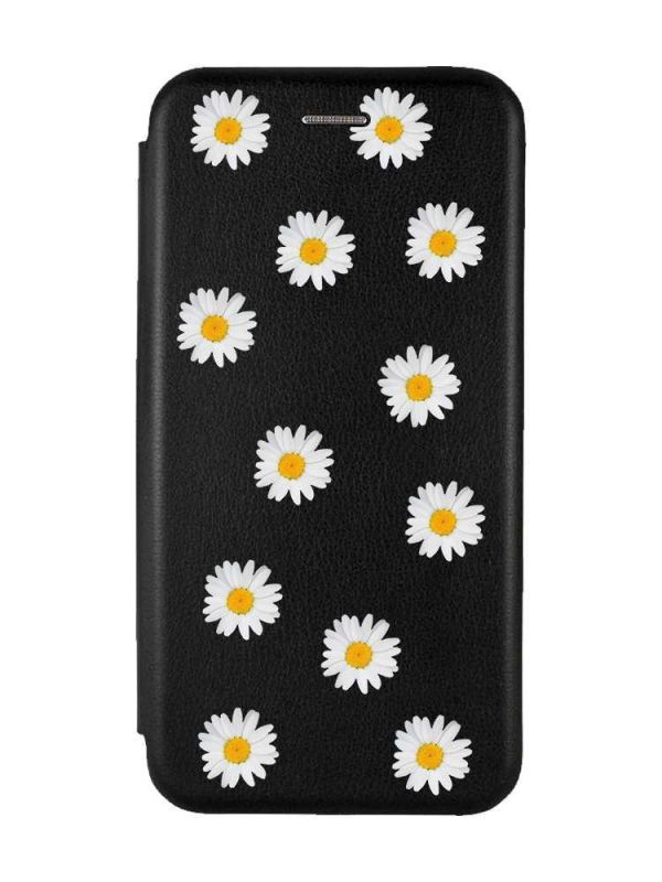 Чохол-книжка з малюнком для Samsung Galaxy А25 (A256) Чорний :: Фон ромашки (принт 41)