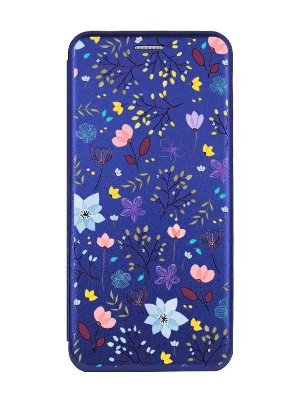 Чохол-книжка з малюнком для Xiaomi Redmi Note 13 Pro 4G Синій :: Квітковий фон (принт 267)