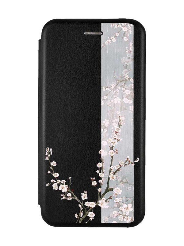 Чохол-книжка з малюнком для Samsung Galaxy А25 (A256) Чорний :: Квітуча сакура (принт 285)