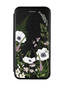 Чохол-книжка з малюнком для Xiaomi Redmi Note 13 4G Чорний :: Квіти польові (принт 363)