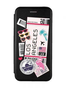 Чохол-книжка з малюнком для Samsung Galaxy A12 Чорний :: Подорожі. Лос-Анджелес (принт 328)