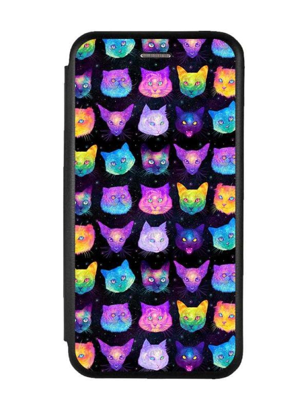 Чохол-книжка з малюнком для Samsung Galaxy A12 Чорний :: Котики Фон (принт 362)