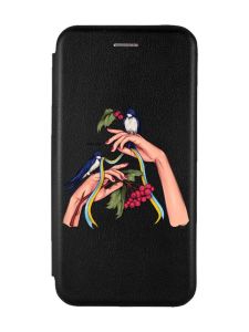 Чохол-книжка з малюнком для Samsung Galaxy A12 Чорний :: Ластівки (принт 15)